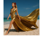 Gold Flying Dress Long Flying Dress For Photoshoot Infinity Flying Dress Backless Flying Dress