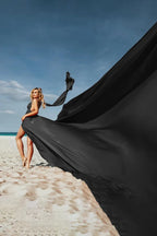 Flying Dress Black Long Flying Dress For Photoshoot Asymmetrical
