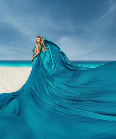 Custom Satin Flying Maxi Dress