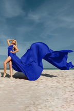 Electric Blue Flying Dress For Photoshoot Infinity Flying Dress Asymmetrical Flying Dress