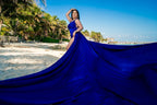 Satin Flying Dress Engagement Dress | Satin Long Train Dress