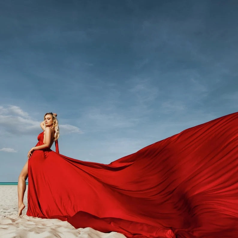 Red Flying Dress Flying Dress for Photoshoot Long Flying Dress
