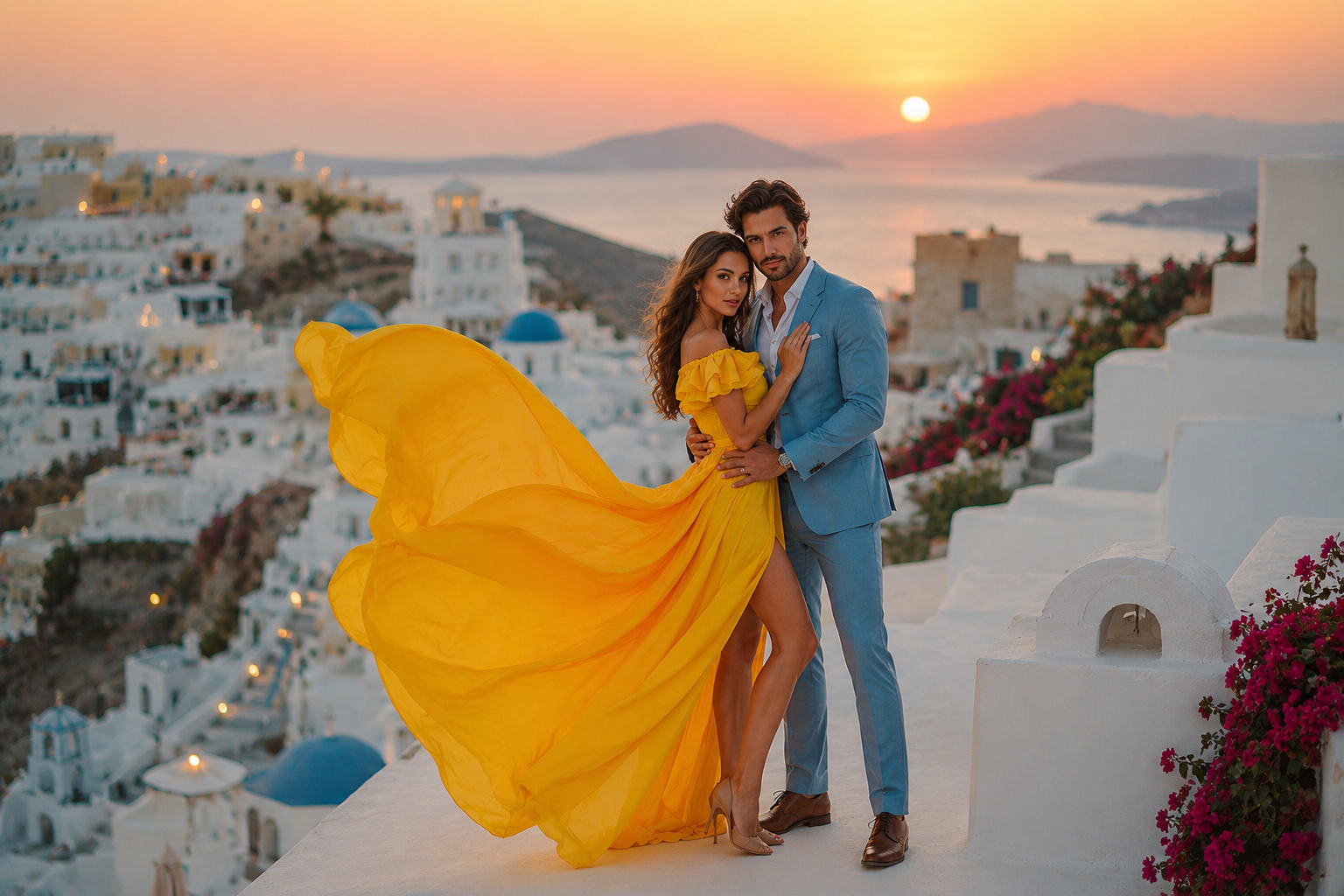 Flying Dress for Photoshoot, Santorini Flying Dress