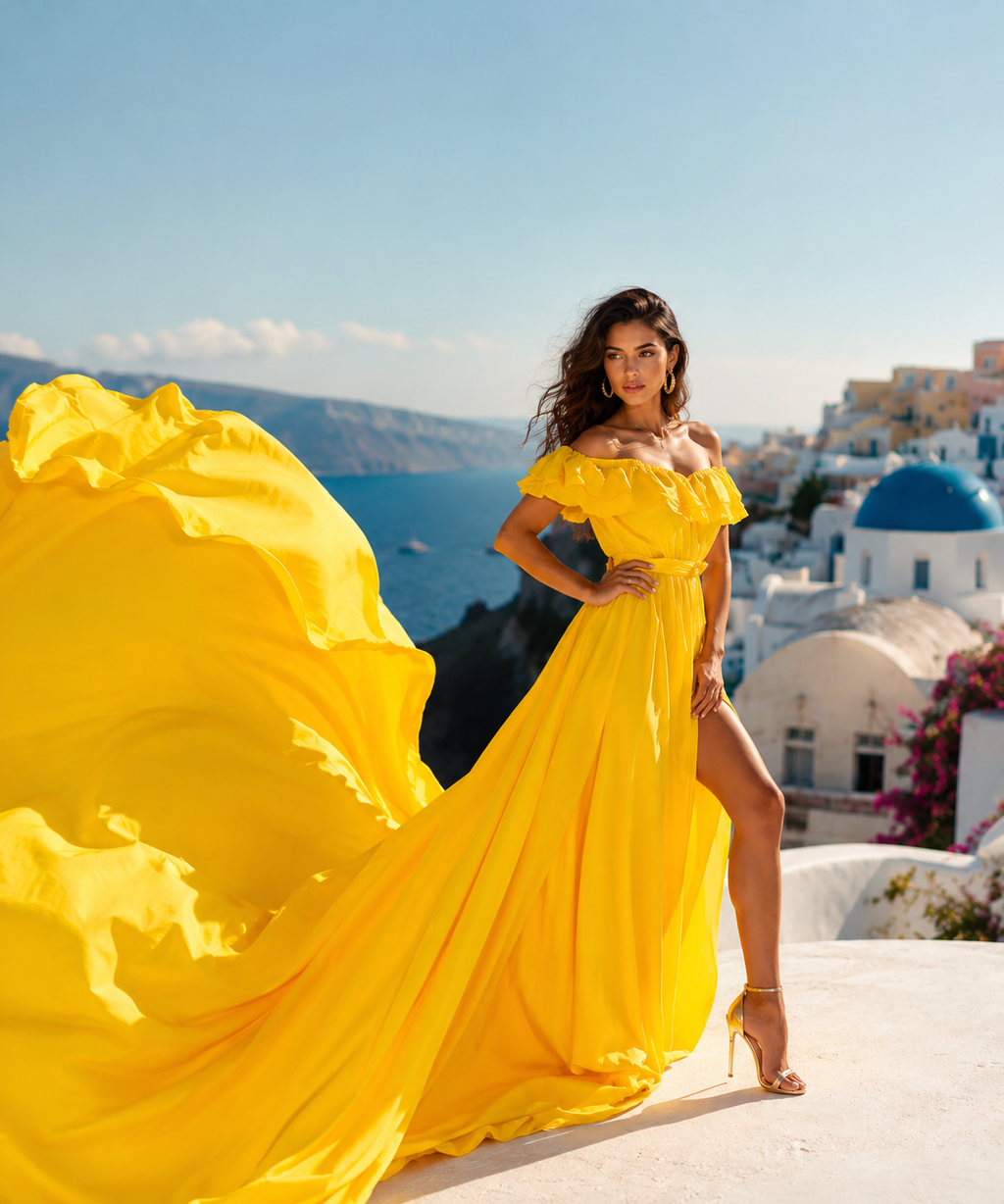 Flying Dress for Photoshoot, Santorini Flying Dress