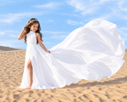 Women’s White Greek Goddess Maxi Dress with Flowing Train