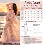 Net Maternity Pregnancy Gown Elegant Off Shoulder Ruffle Maxi Dress for Women