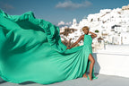 Halter Neck Satin Flying Dress Engagement Dress