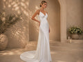 Simple Satin Bridal Gown, Backless Wedding Dress, Spaghetti Strap Bridal Dress, Elegant Ivory Wedding Gown