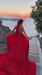 Satin Dress for Photoshoots, Flying Dress, Long Train Dress