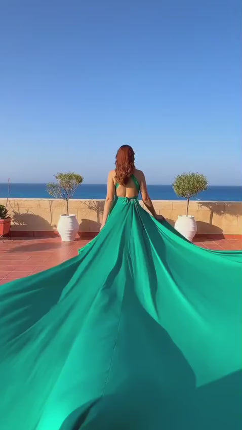 Custom Satin Flying Maxi Dress