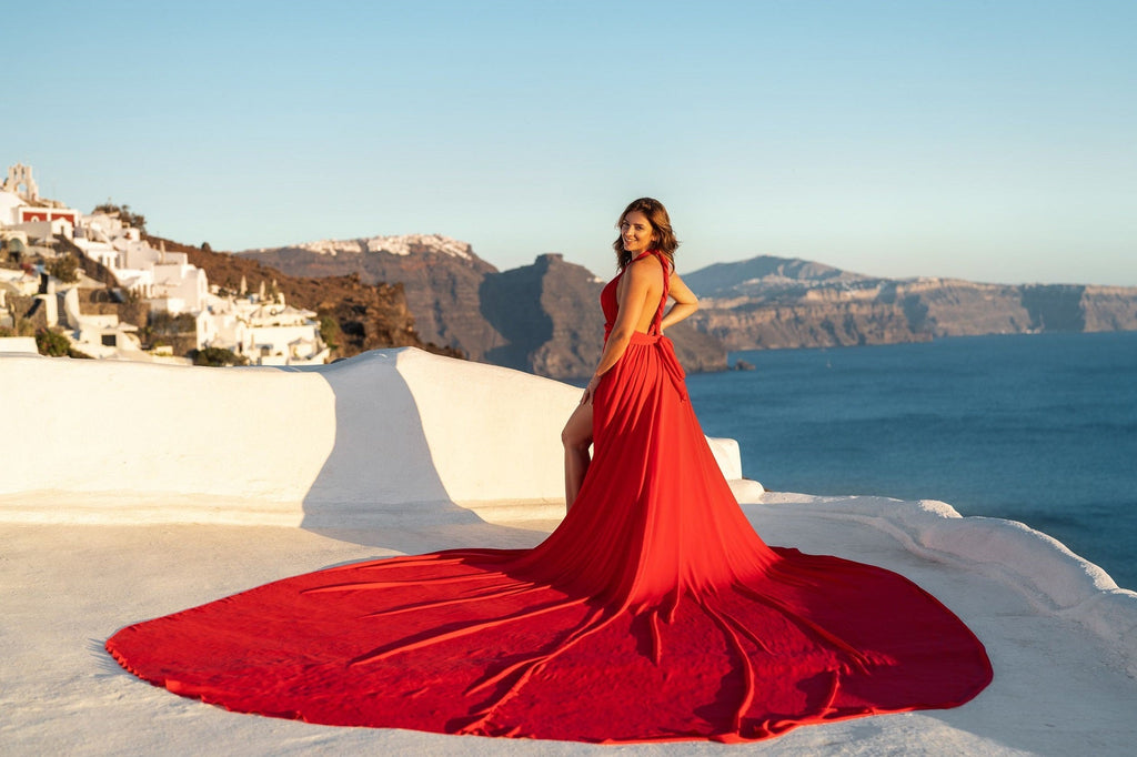 Satin Dress for Photoshoots, Flying Dress, Long Train Dress