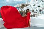 Santorini Photoshoot Dress | Satin Flying Dress | Photoshoot Gown