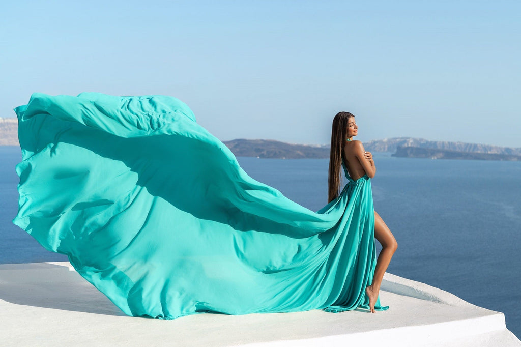 Satin Flying Dress Engagement Dress | Satin Long Train Dress